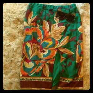 Tropical Print Maeve Skirt with front Slit
